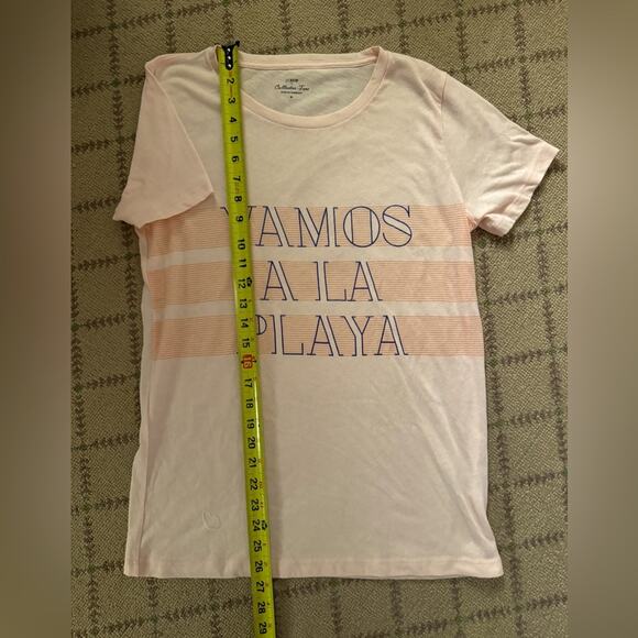 J. Crew Collection short sleeved tissue T-shirt pale peach / orange w text M - Picture 4 of 8
